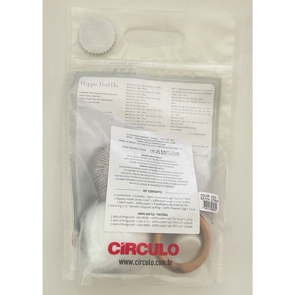 Amigurumi Crochet Baby Rattle Collection DIY Kit Hippo Rattle - Picture 2 of 4